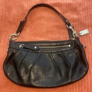 Coach Black Leather Baguette Bag.